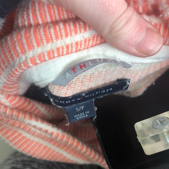 Tommy Hilfiger striped cowl neck orange sweater - Picture 3 of 4